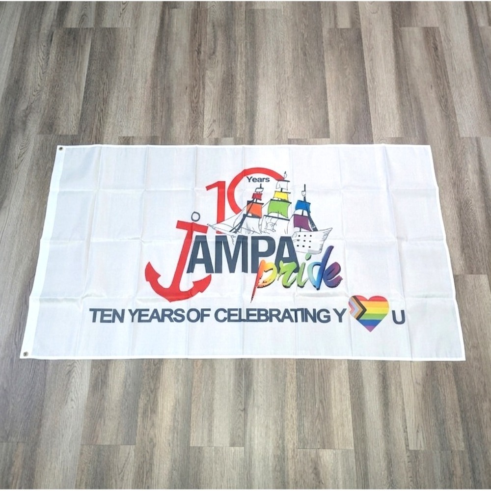 Tampa Pride Month Rainbow Flag 5x3Ft Large Gay Pride LGBTQ+ Parade Activism